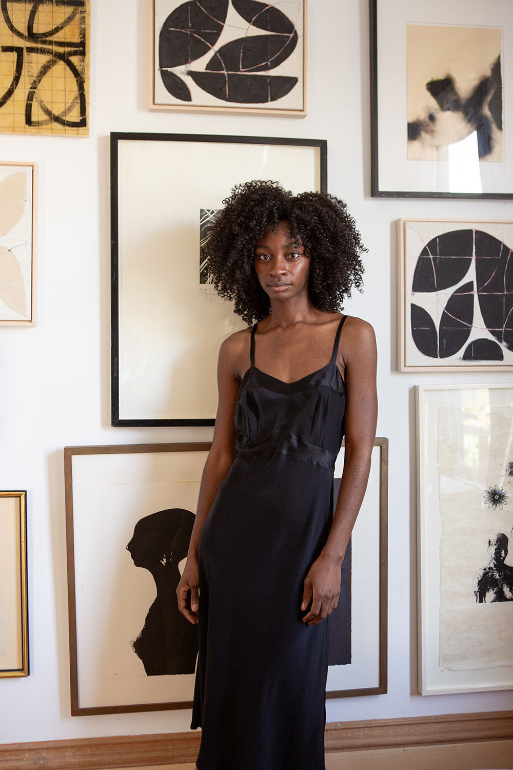Long Lola Silk Charmeuse Dress In Black