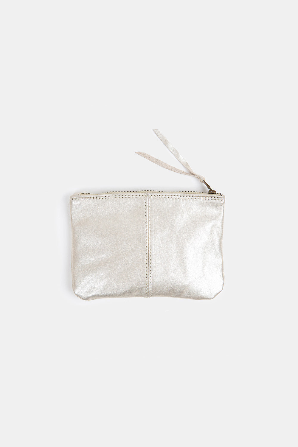 Elodie Leather Makeup Bag in Platinum