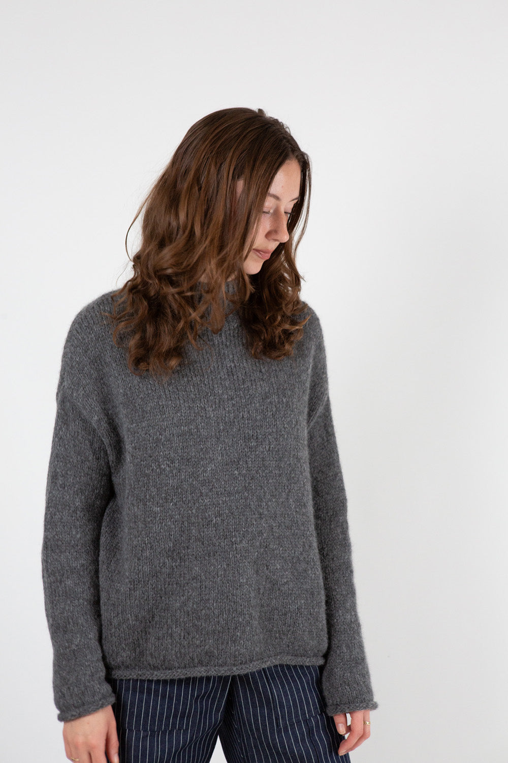 Matilda Alpaca Wool Turtleneck in Dark Grey