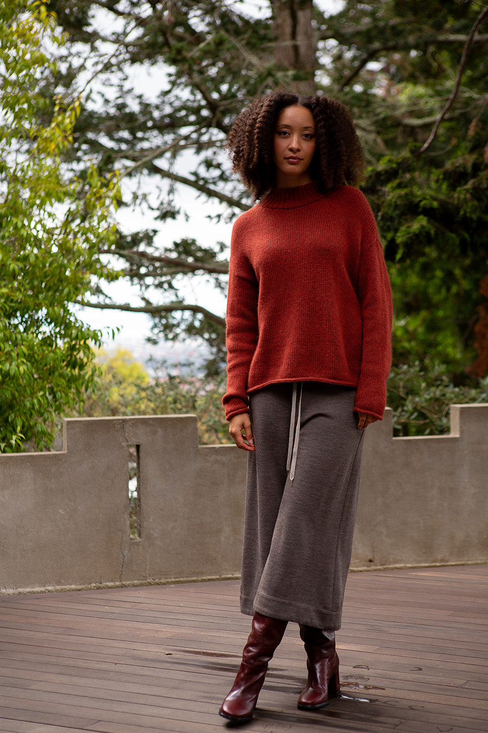 Matilda Alpaca Wool Turtleneck in Goji