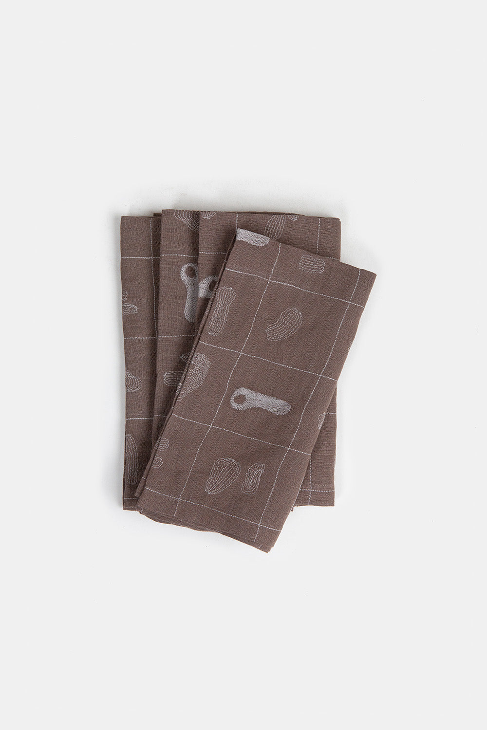 Linen Napkin In Fig Line Embroidery
