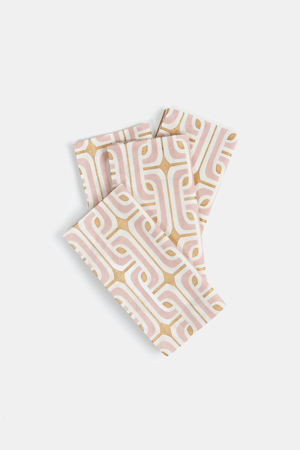 Cotton Napkin Set In Mauve and Gold Super 1965