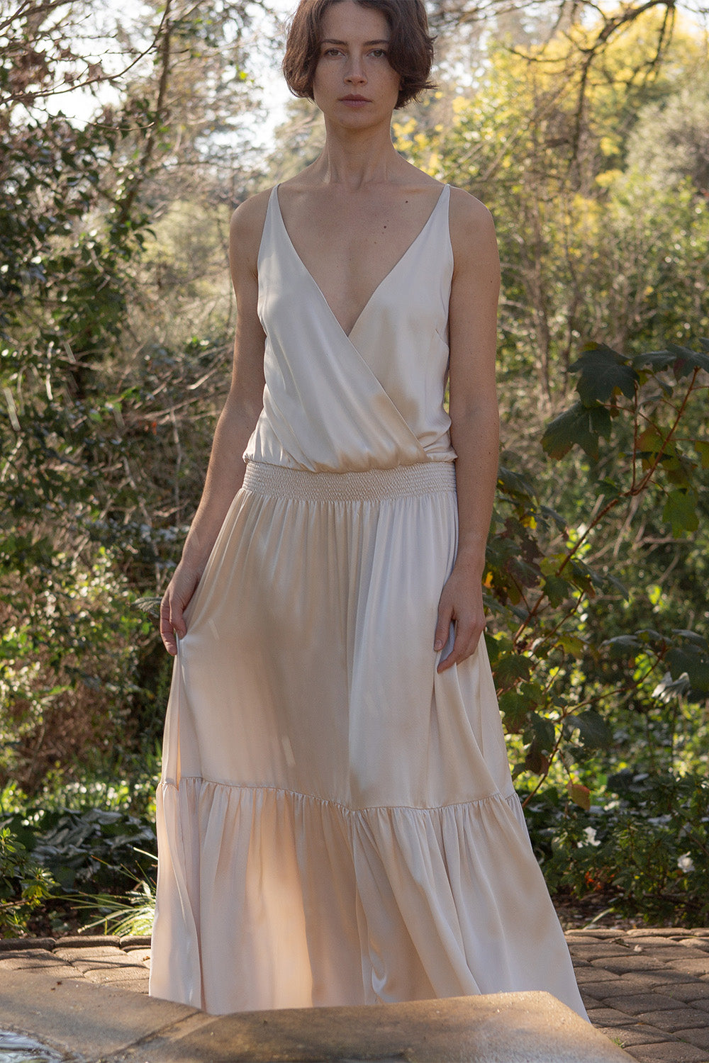 Odette Silk Charmeuse Gown in Alabaster 1