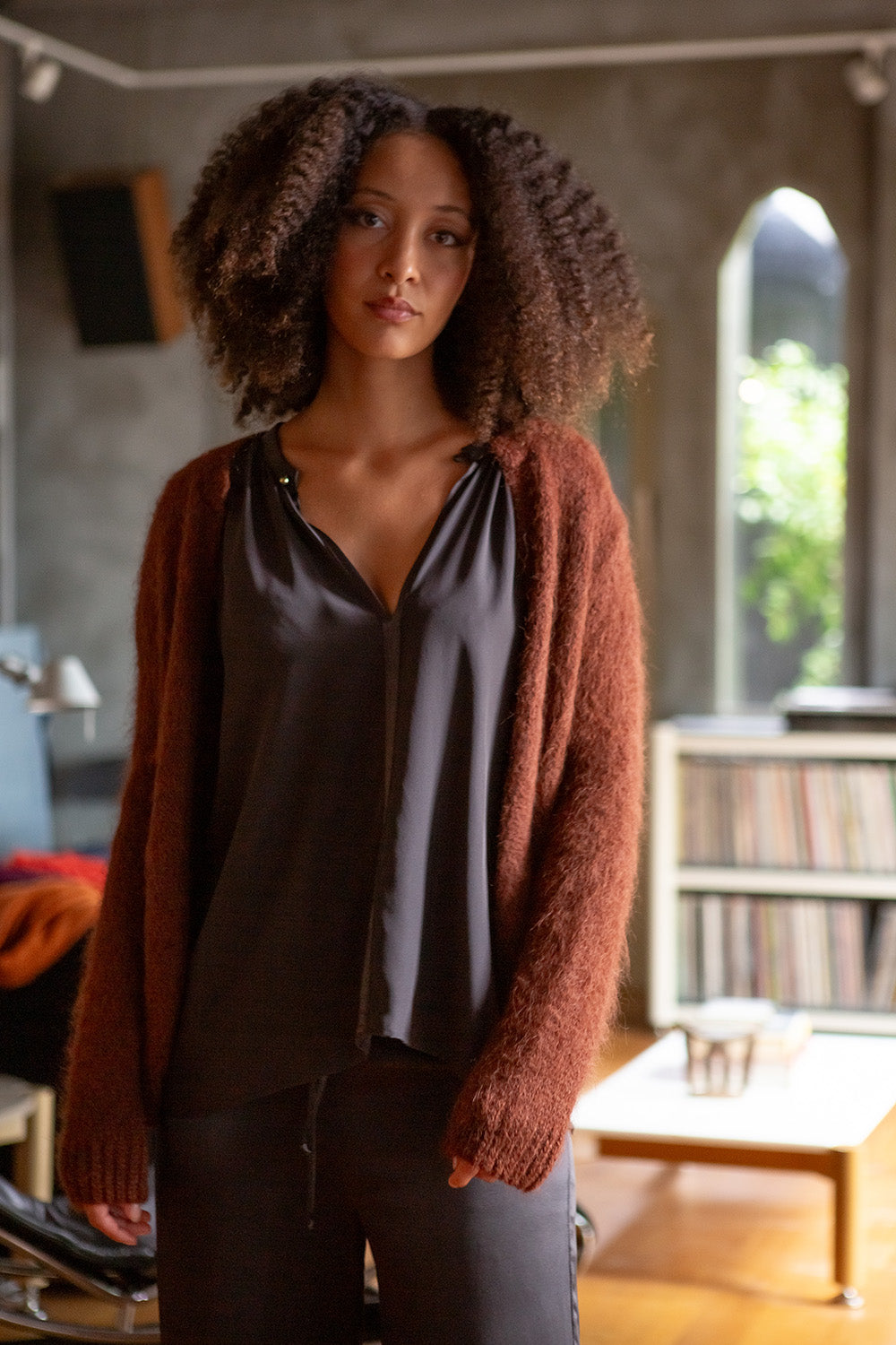 Alpaca Open Cardigan In Amaro