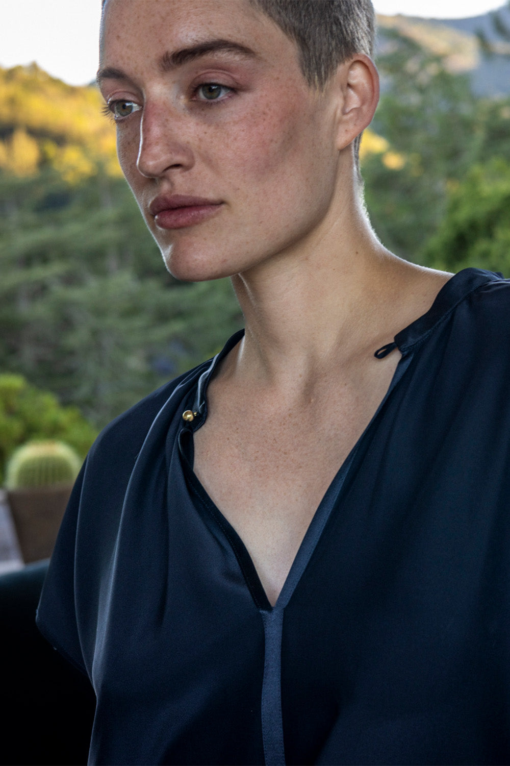 Patti Silk Charmeuse Blouse In Midnight