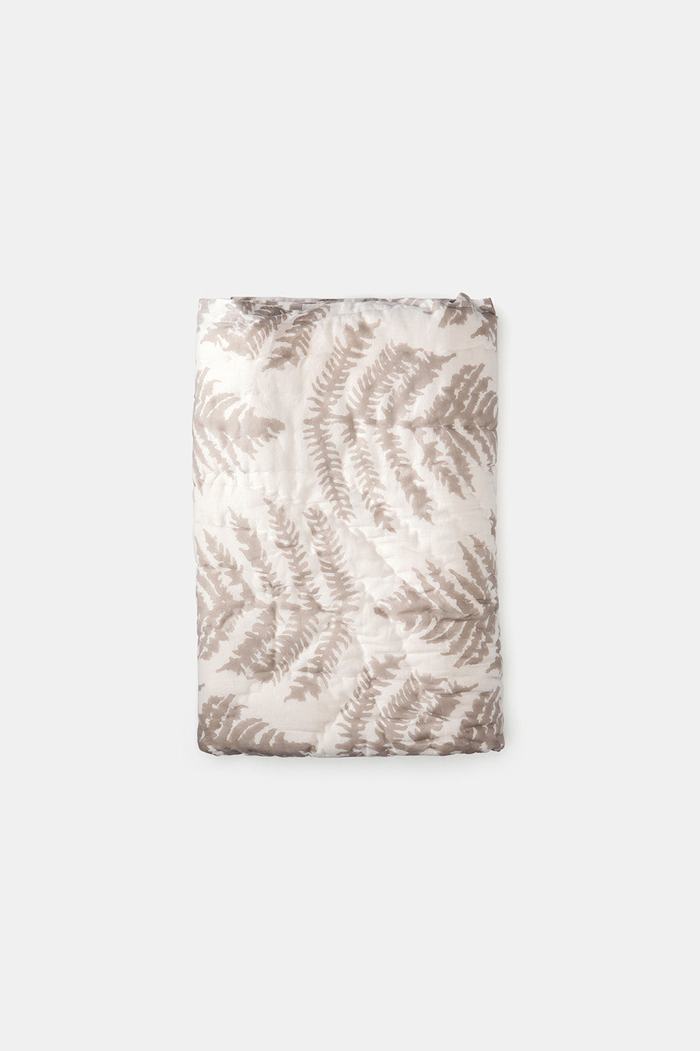 Cotton Hand-stitched Travel Quilt in Dove Fern