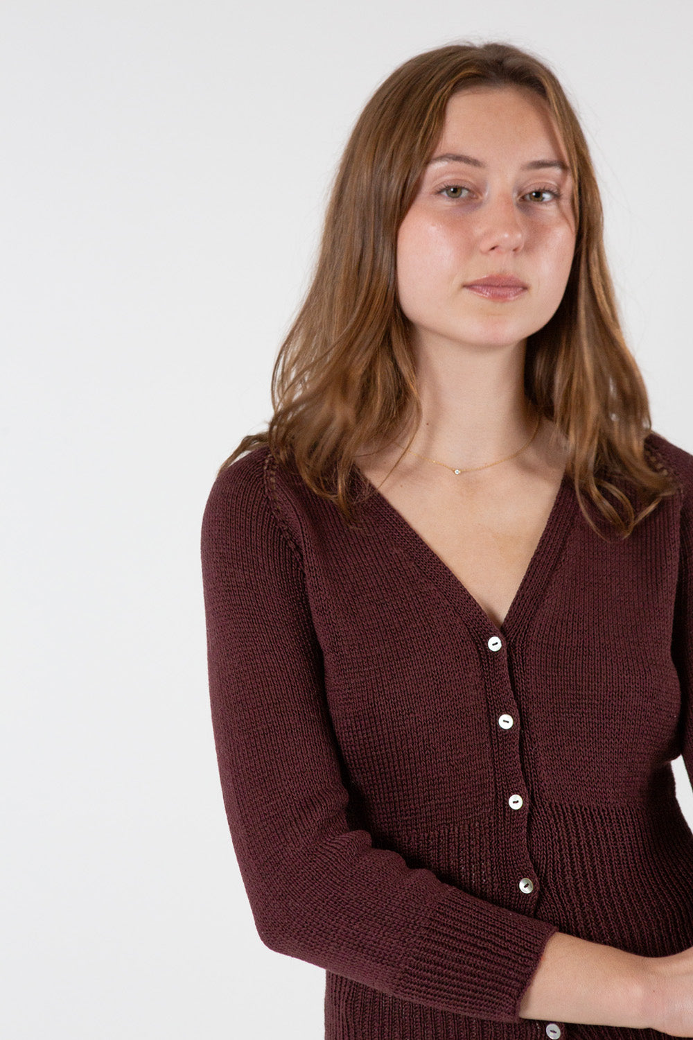Raglan Cotton Cardigan in Fig