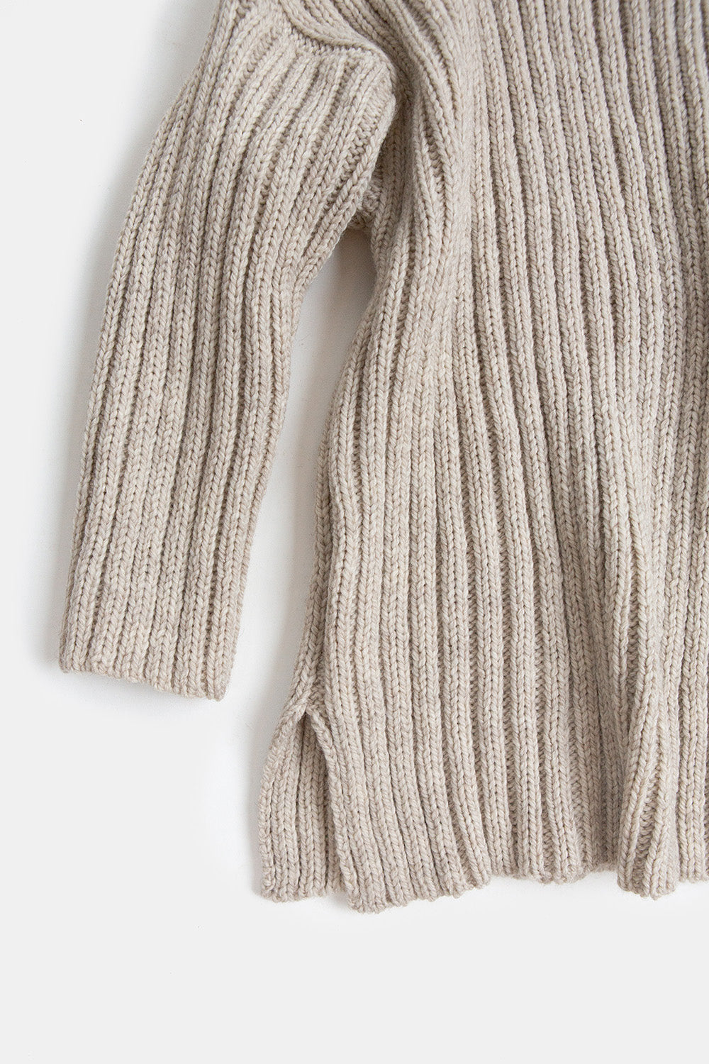 Highland Wool Ribbed Pullover In Beige