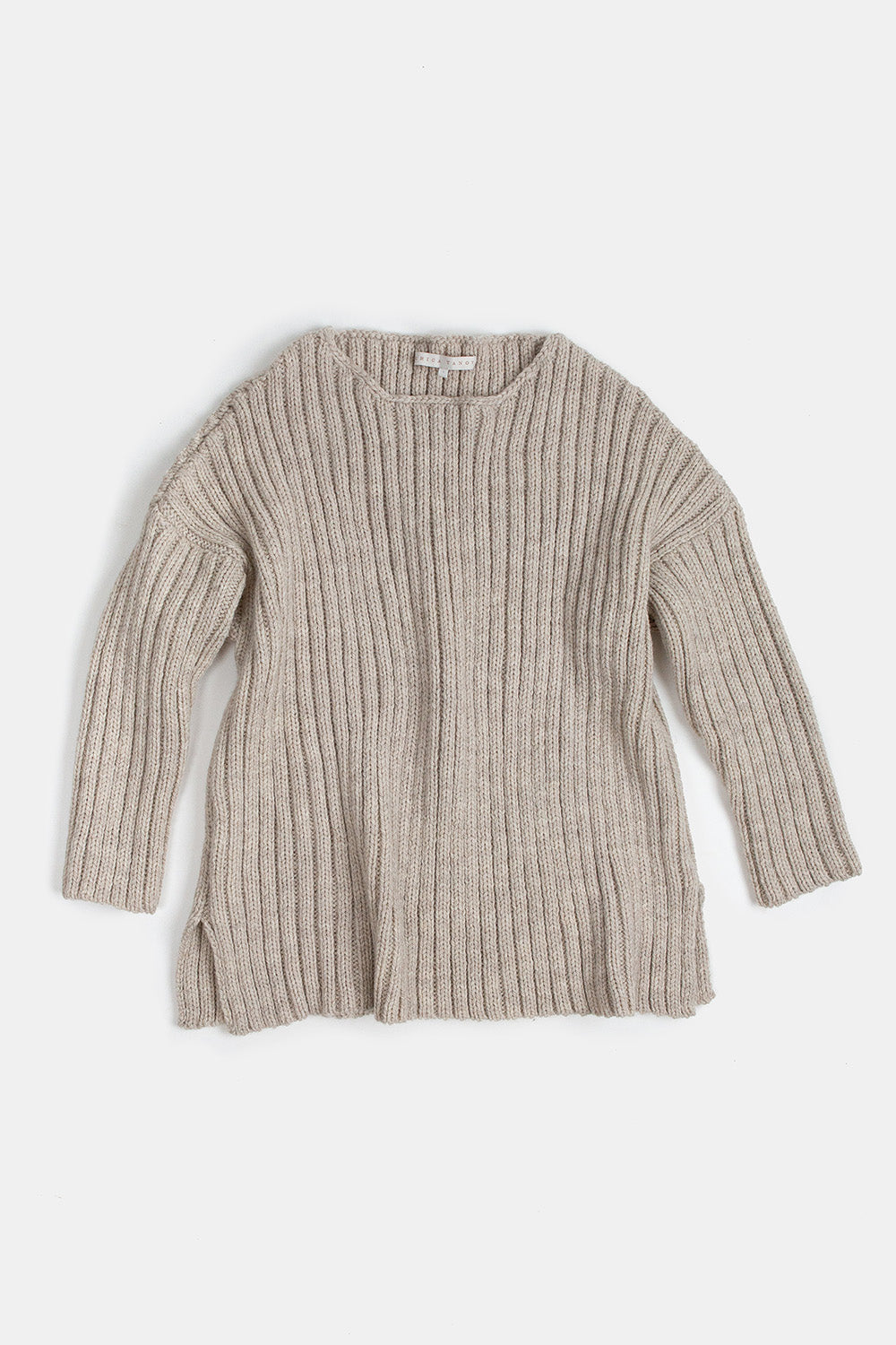 Highland Wool Ribbed Pullover In Beige