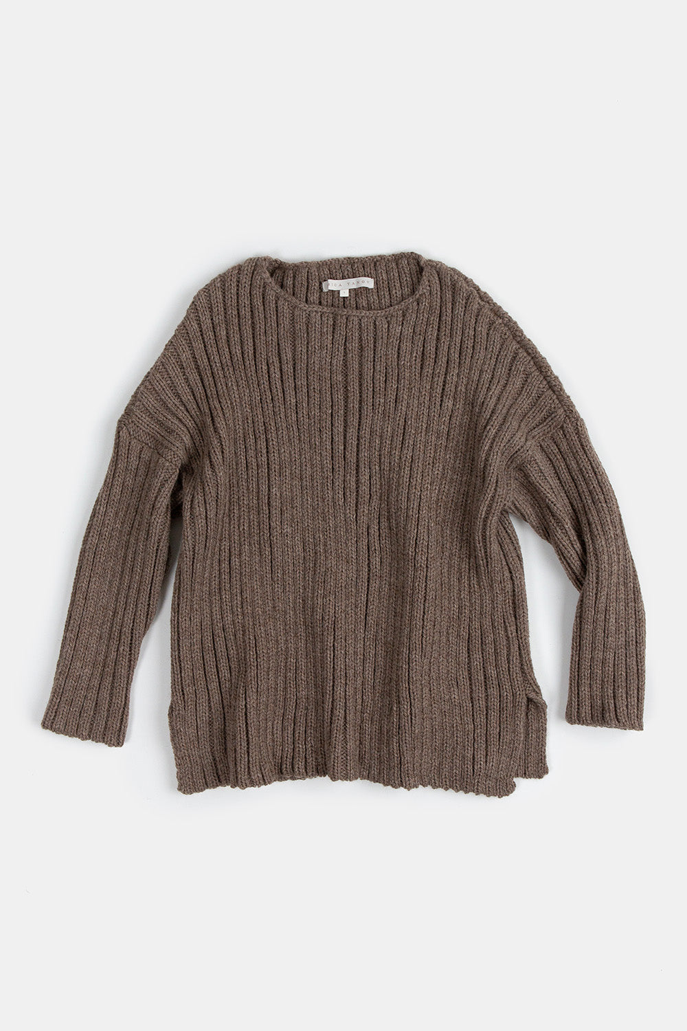 Highland Wool Ribbed Pullover In Mushroom