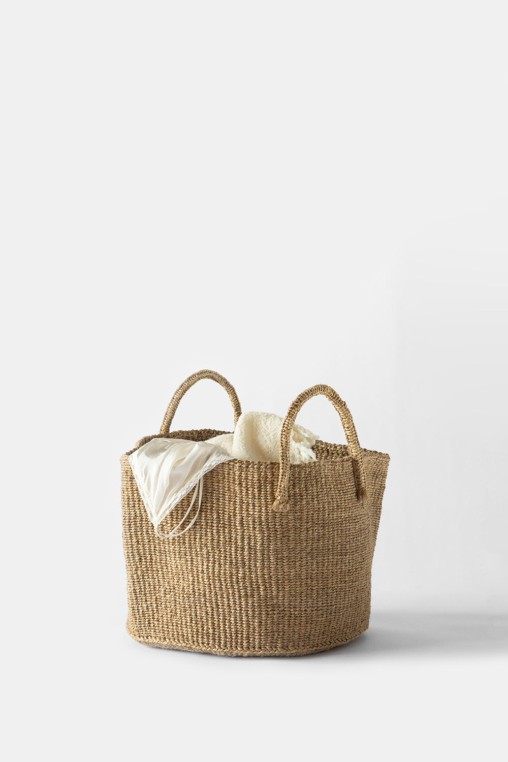 Sisal Handled Basket in Sand