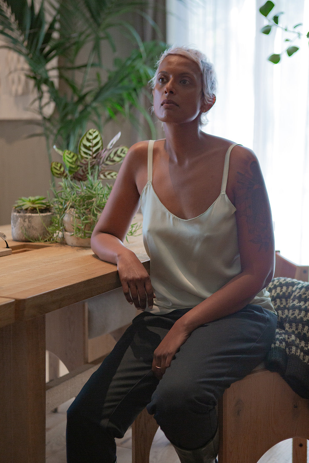 Stellan Silk Charmeuse Camisole in Jade