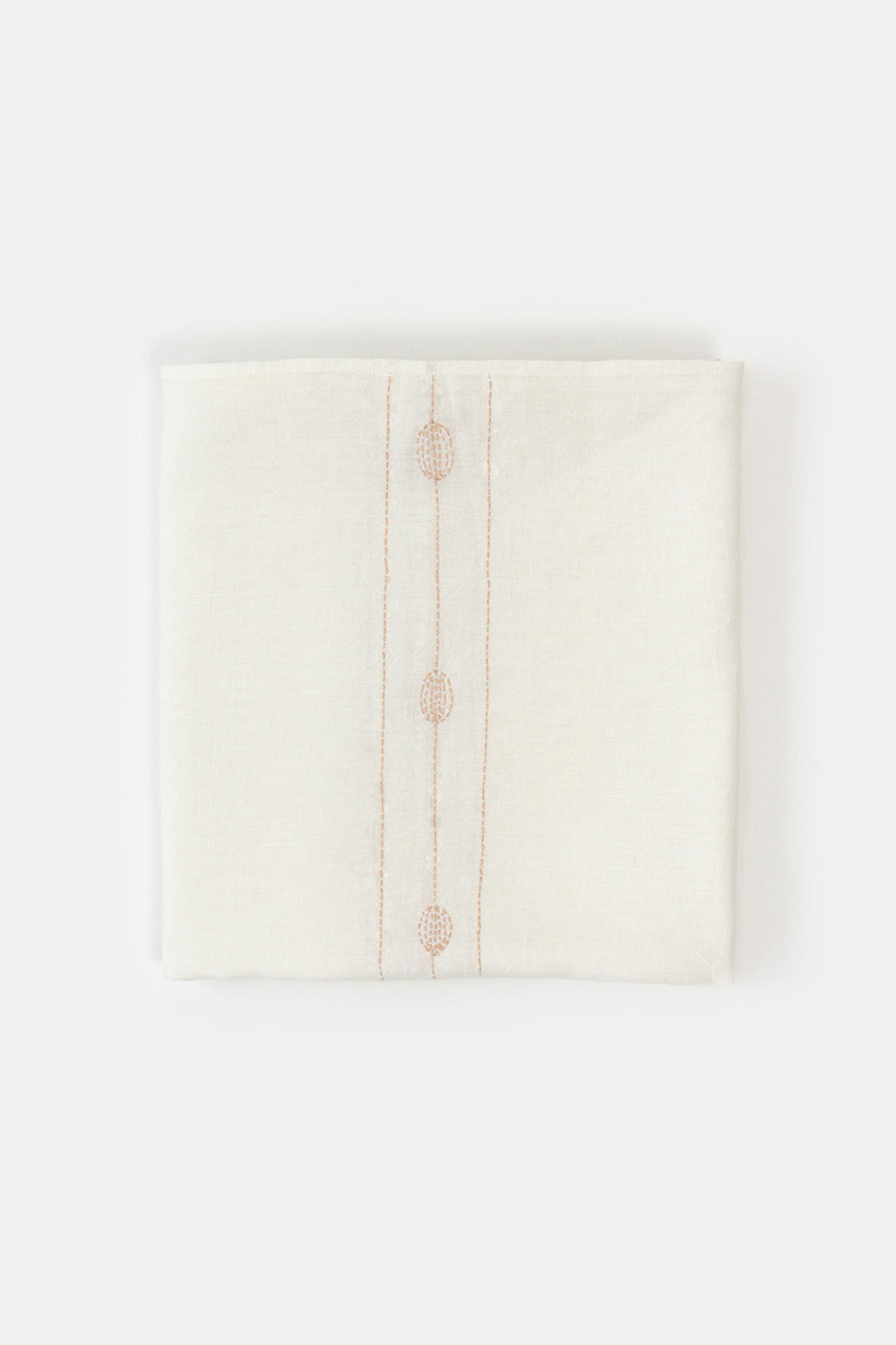 Totem Tablecloth in Hand-embroidered Soft White Linen