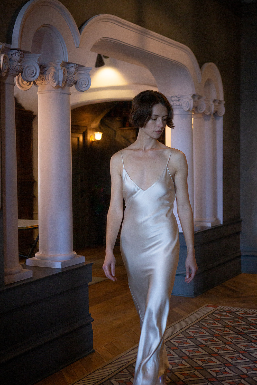 Tallulah Silk Charmeuse Gown in Alabaster