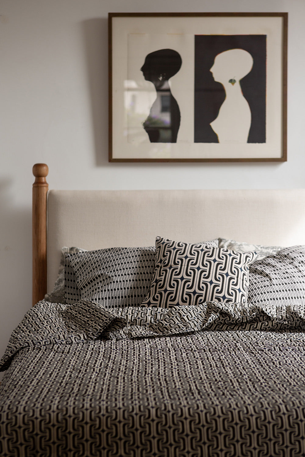 Cotton Throw Pillow In Navy And Black Super 1965