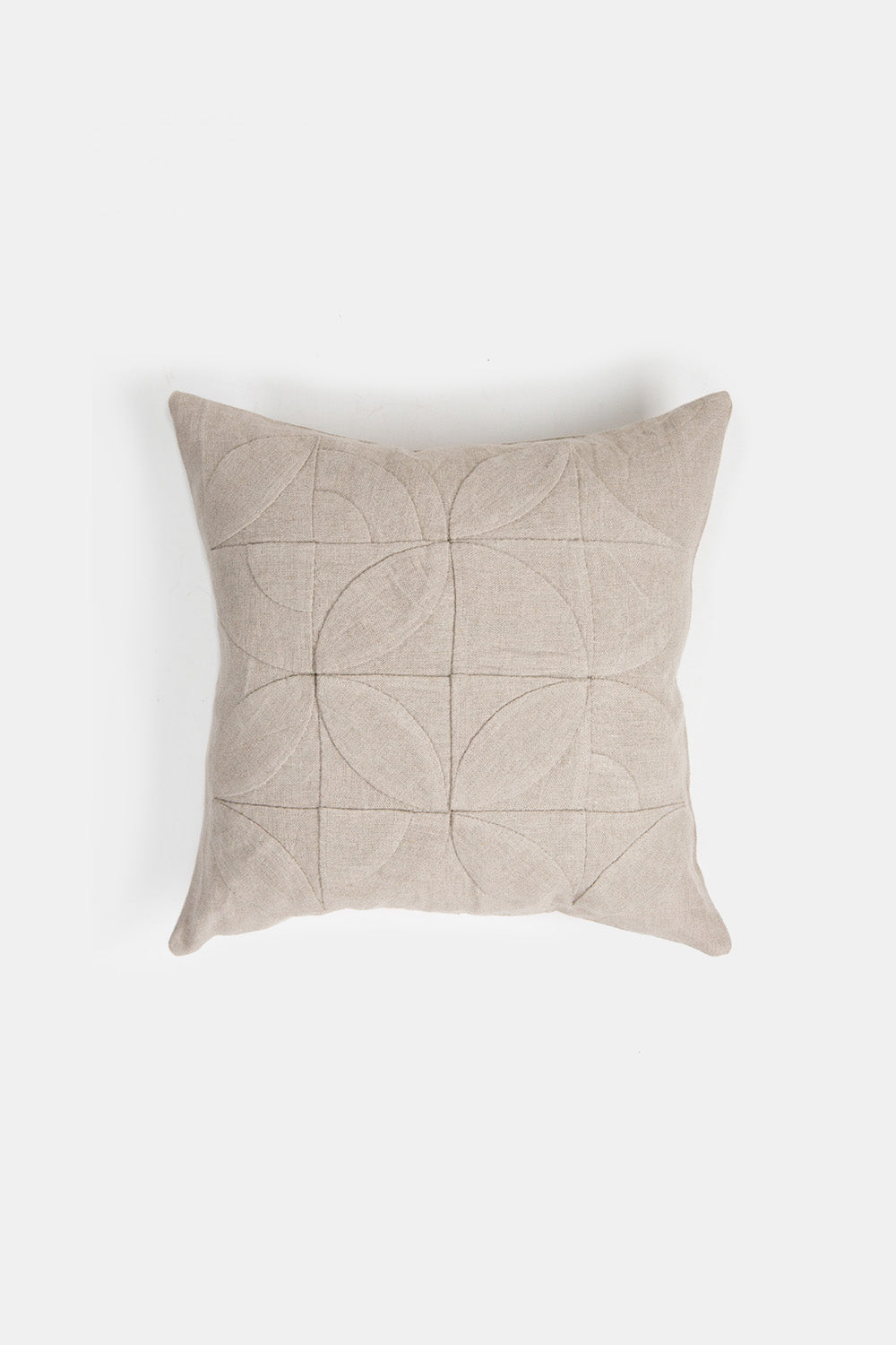 Hand-Appliqué Natural Linen Throw Pillow in 'Toward the Light'