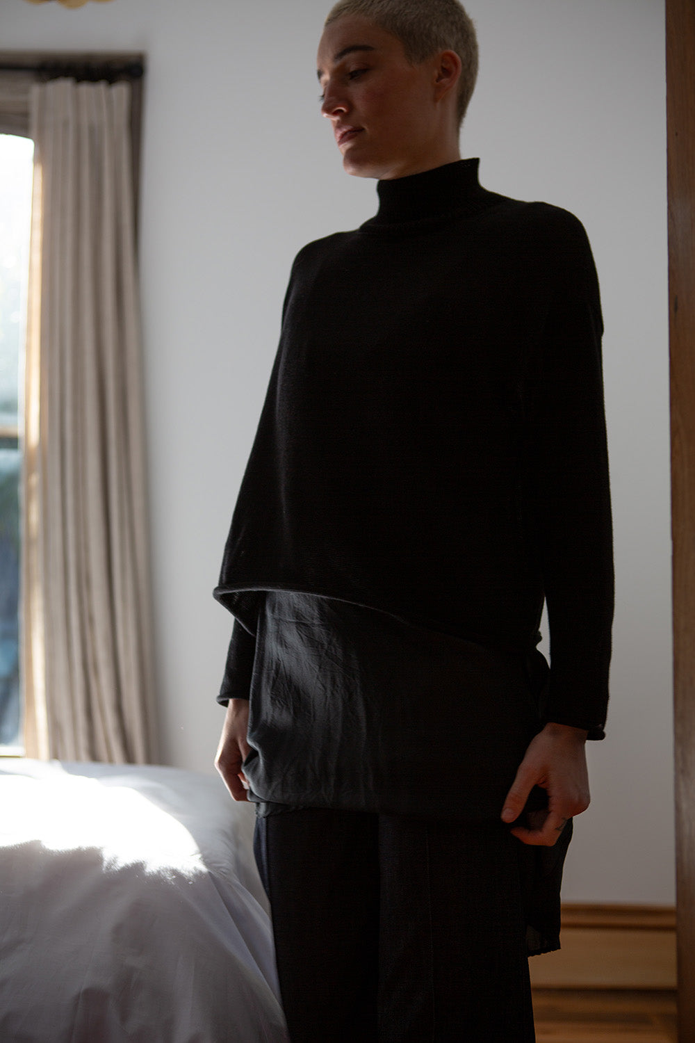 Pima Cotton Turtleneck in Black