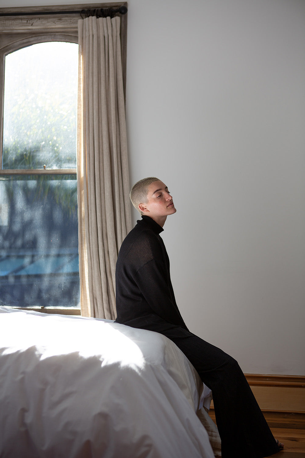 Pima Cotton Turtleneck in Black