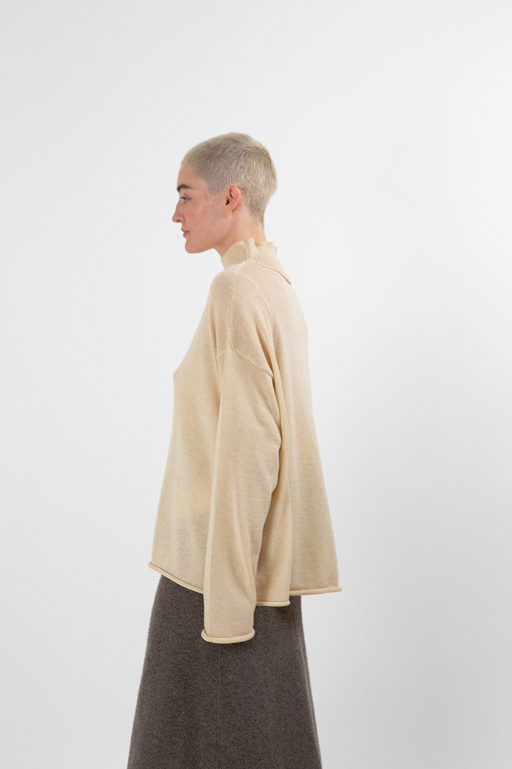 Pima Cotton Turtleneck in Natural