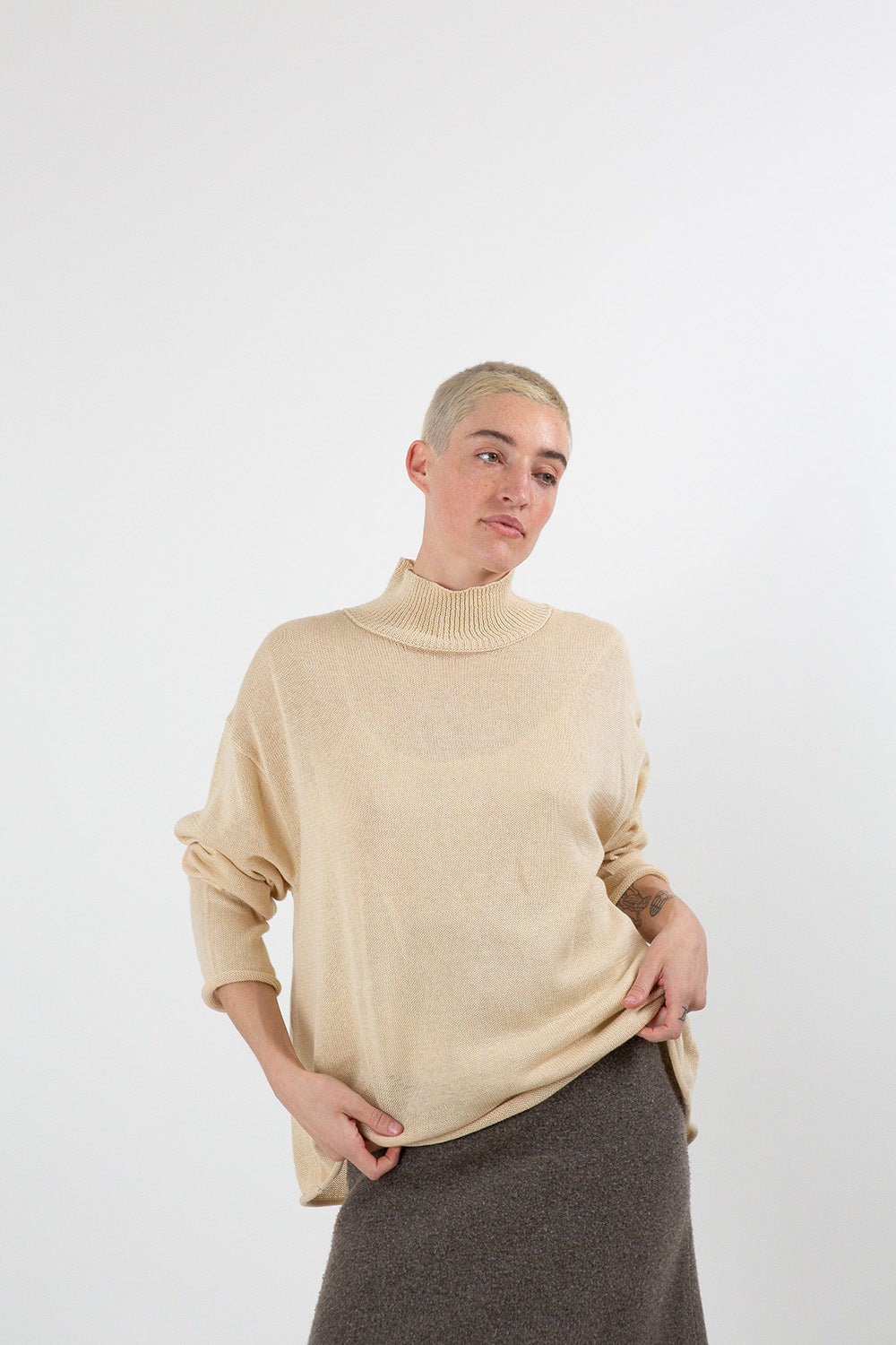 Pima Cotton Turtleneck in Natural