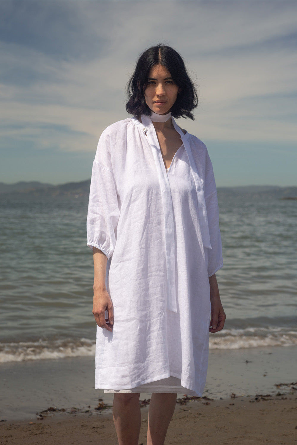 Tynan Handkerchief Linen Dress In White