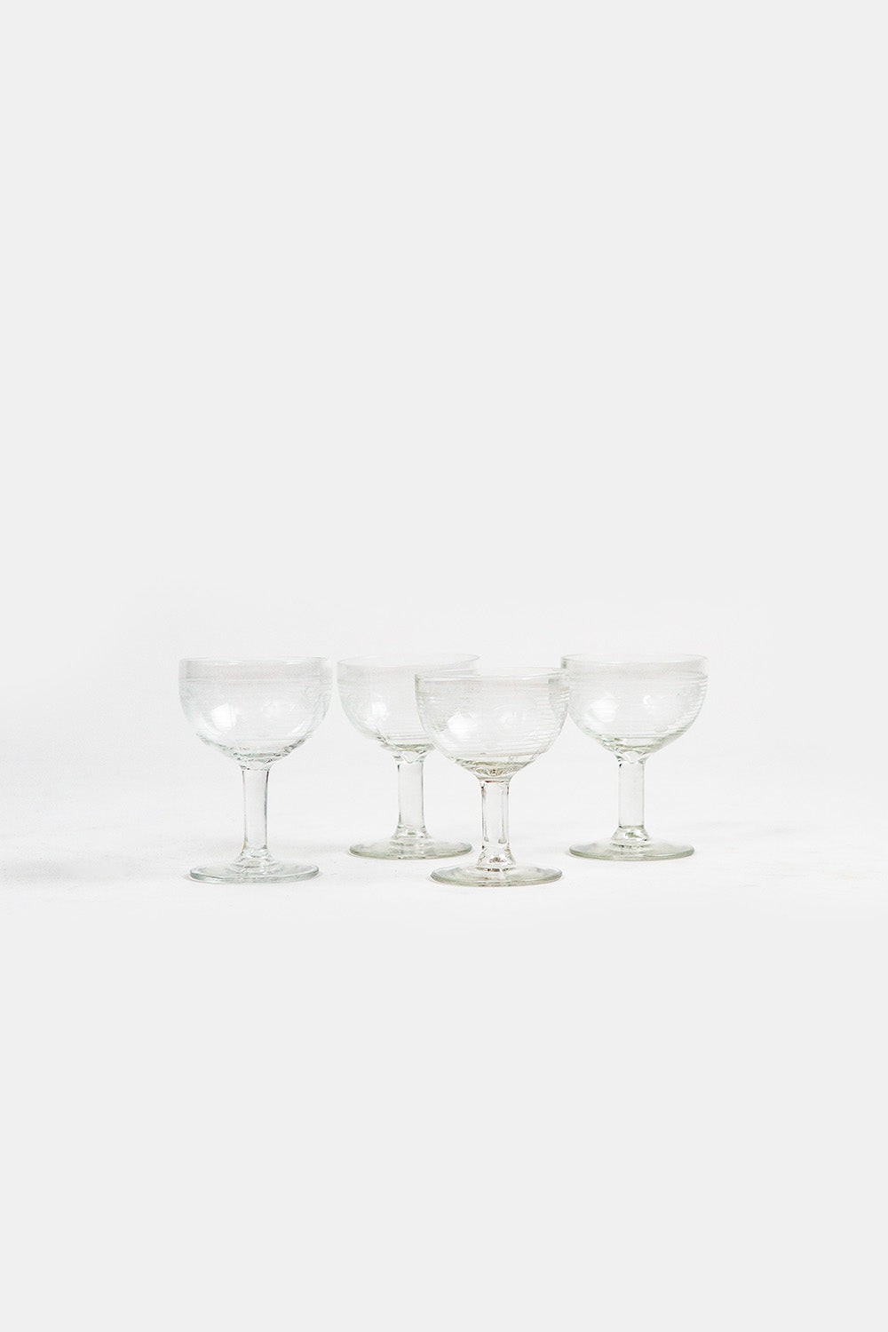 Set of Four Vintage Aperitif Etched Glasses