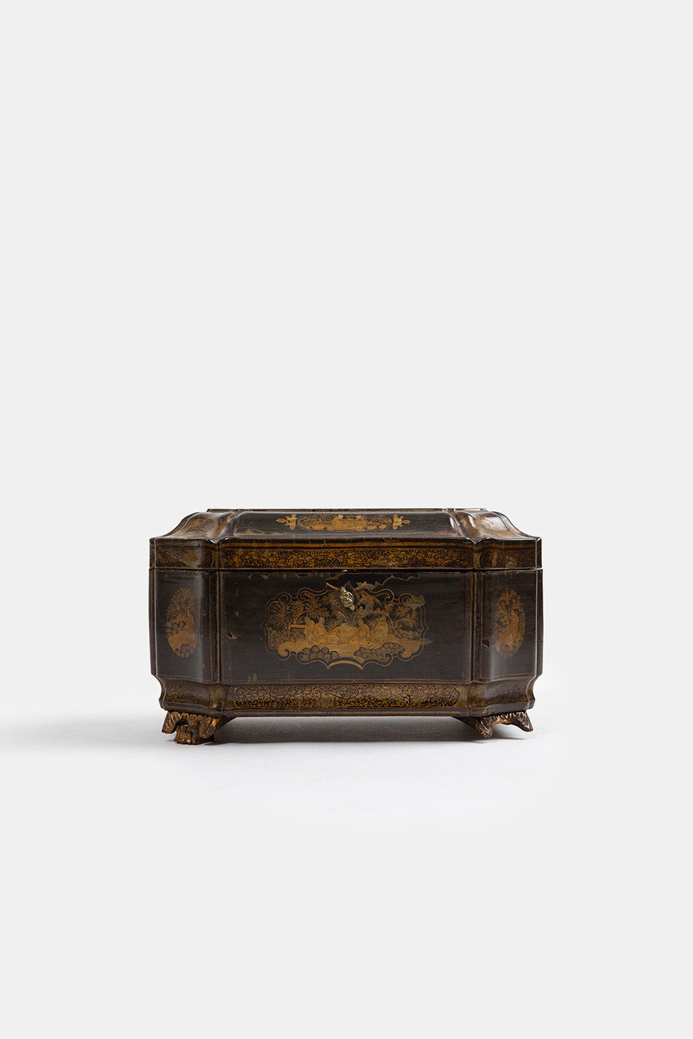 19th Century Chinese Gilt and Black Lacquer Tea Caddy