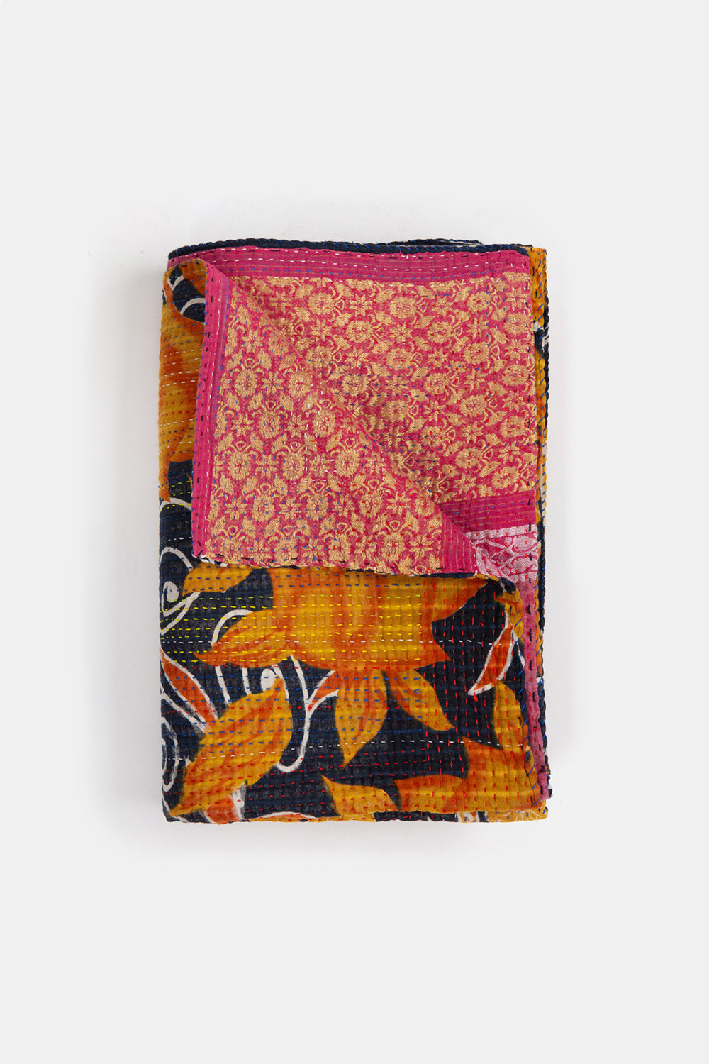 Vintage Kantha Quilt in Lata Phool