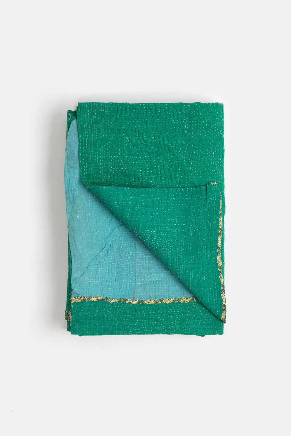 Vintage Kantha Quilt in Green