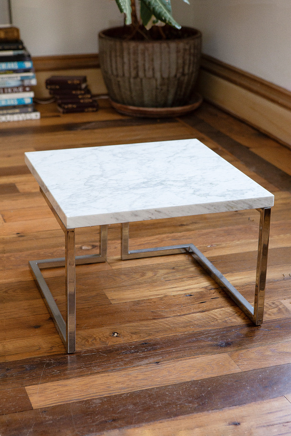 Marble and Chrome Side Table