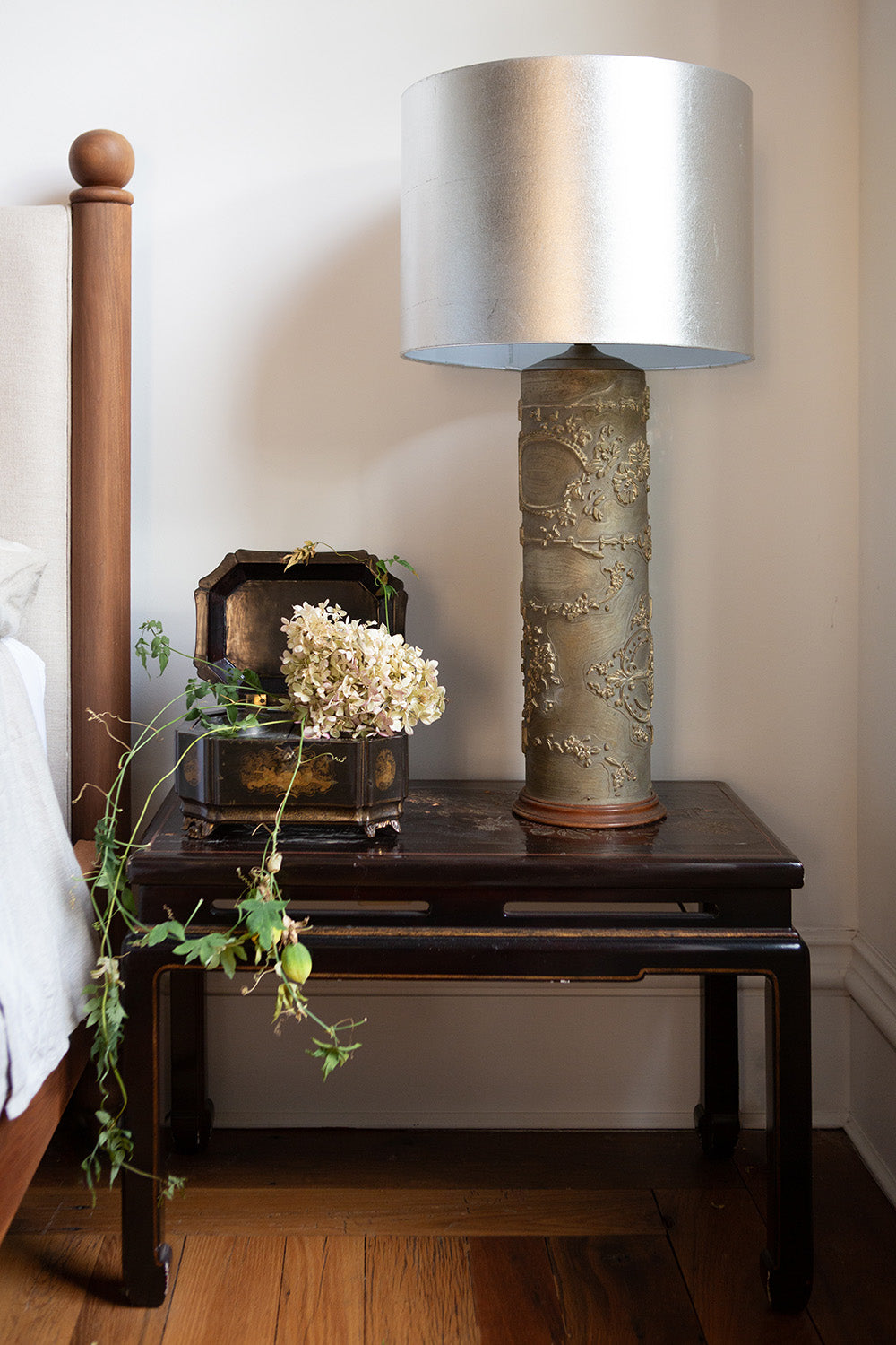 Pair of Chinese Lacquered Chinoiserie Side Tables