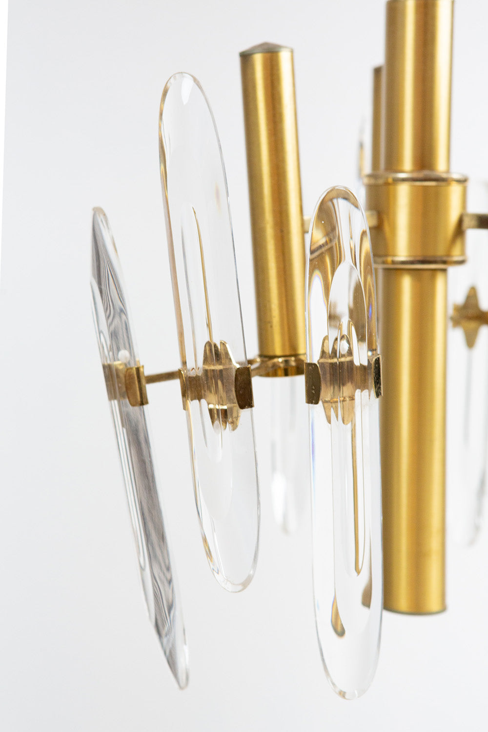 1970s Gaetano Sciolari Brass & Crystal Chandelier