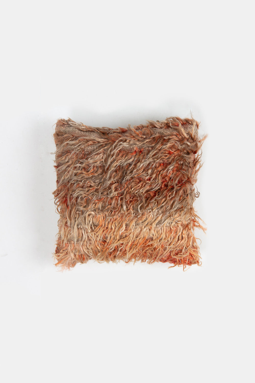 Vintage Turkish Tulu Shag Throw Pillow In Langoustine