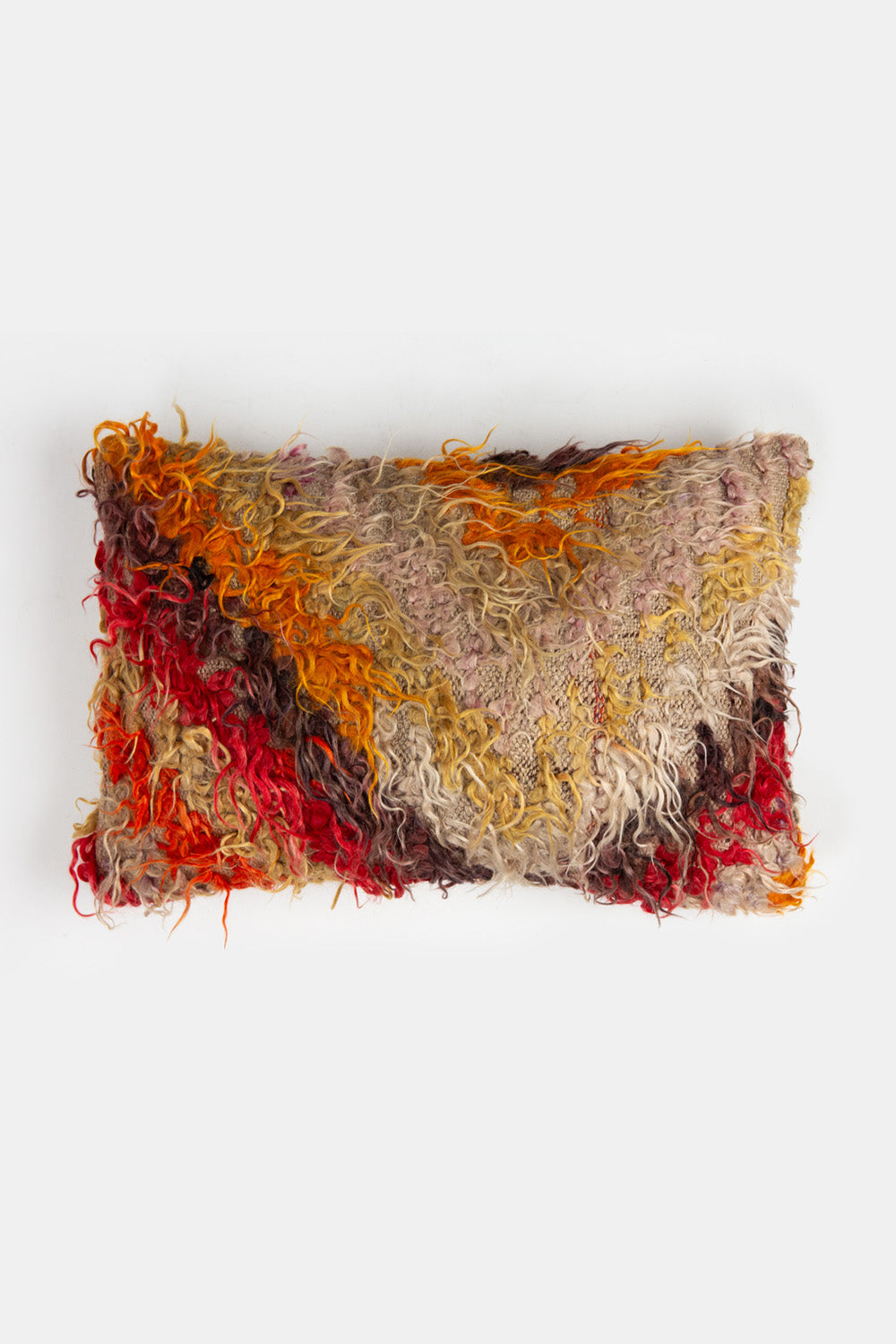 Vintage Turkish Tulu Shag Throw Pillow In Chevron