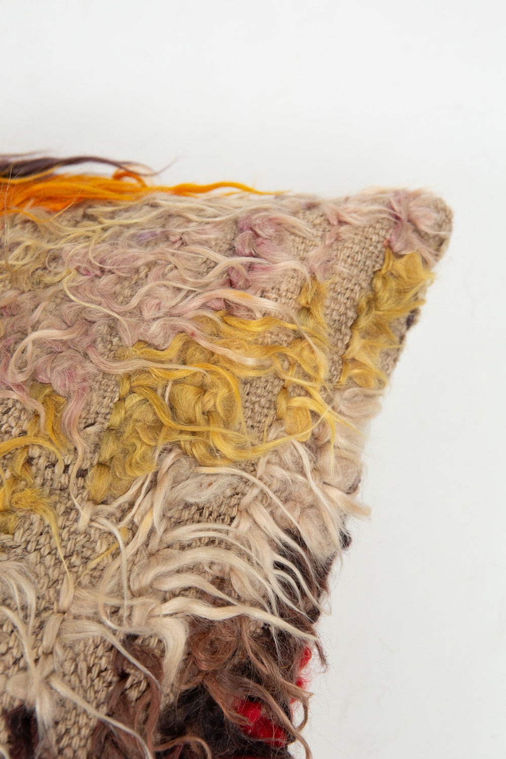 Vintage Turkish Tulu Shag Throw Pillow In Chevron