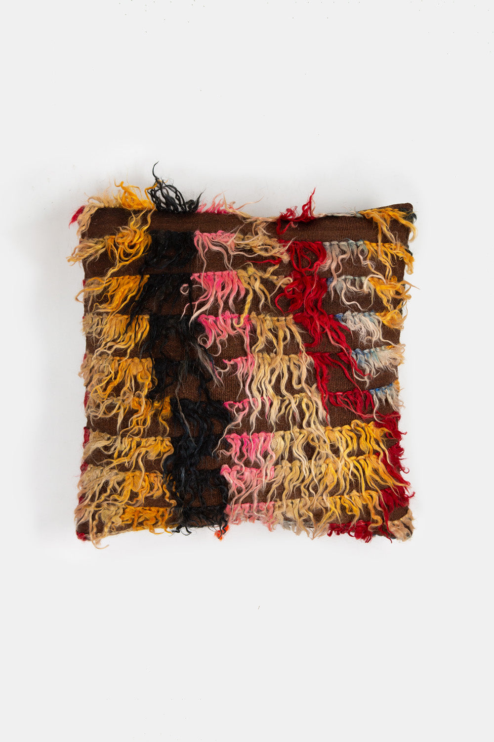 Vintage Turkish Tulu Shag Throw Pillow In Multi