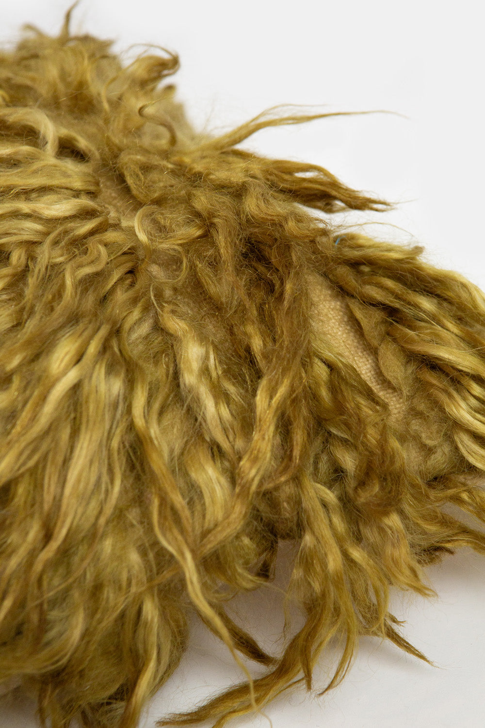 Vintage Turkish Tulu Shag Throw Pillow In Chartreuse