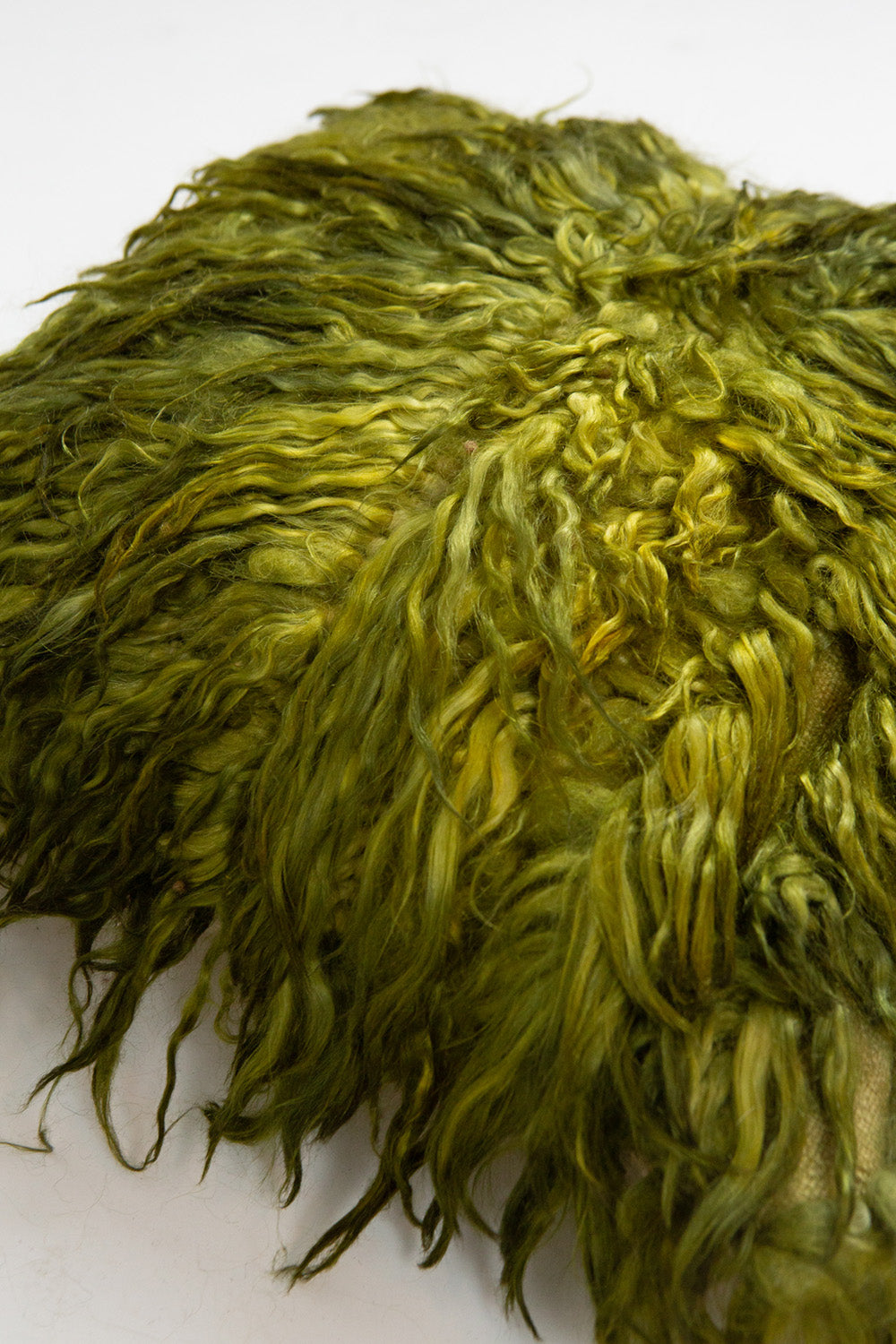 Vintage Turkish Tulu Shag Throw Pillow In Lime