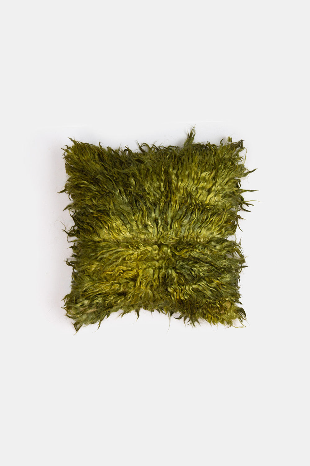 Vintage Turkish Tulu Shag Throw Pillow In Lime