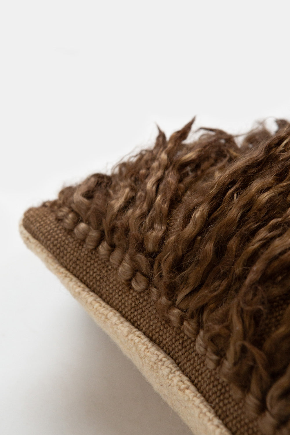 Vintage Turkish Tulu Shag Throw Pillow In Walnut