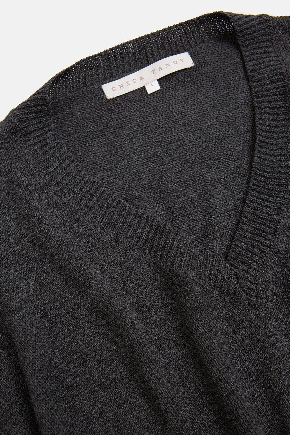 Pima Cotton V Neck Pullover in Charcoal