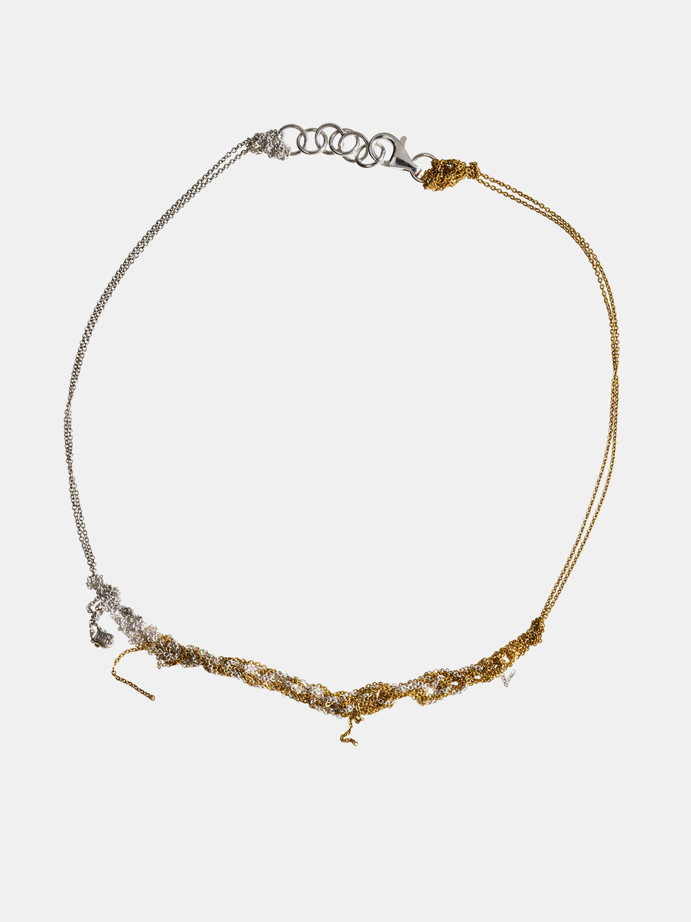 Arielle De Pinto 2-Tone Clasped Skinny Necklace in Gold and Silver