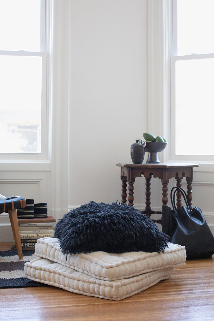 Wool and Alpaca Shag Pillow in Charcoal