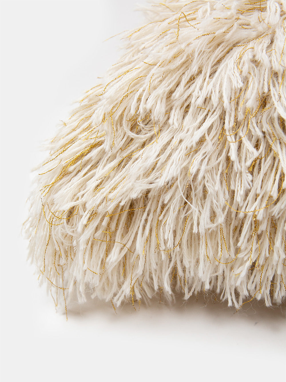 Baby Alpaca Shimmer Shag Pillow in Natural and Gold