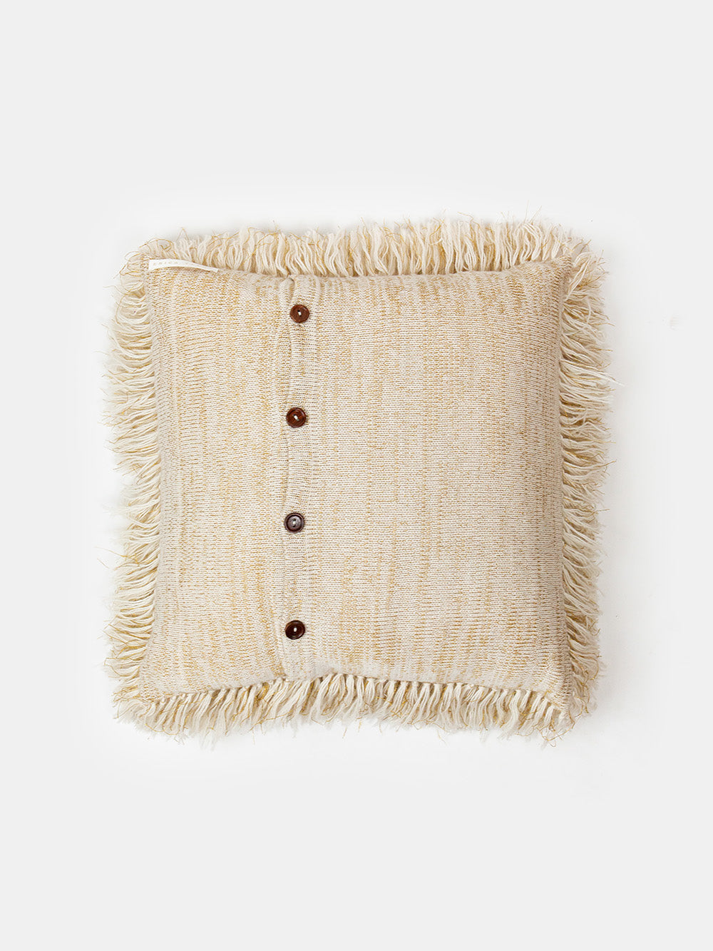 Baby Alpaca Shimmer Shag Pillow in Natural and Gold