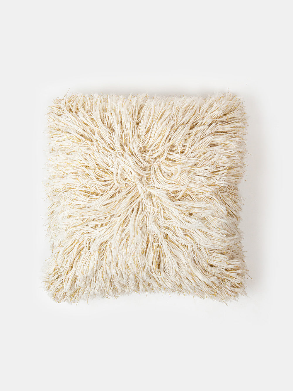 Baby Alpaca Shimmer Shag Pillow in Natural and Gold