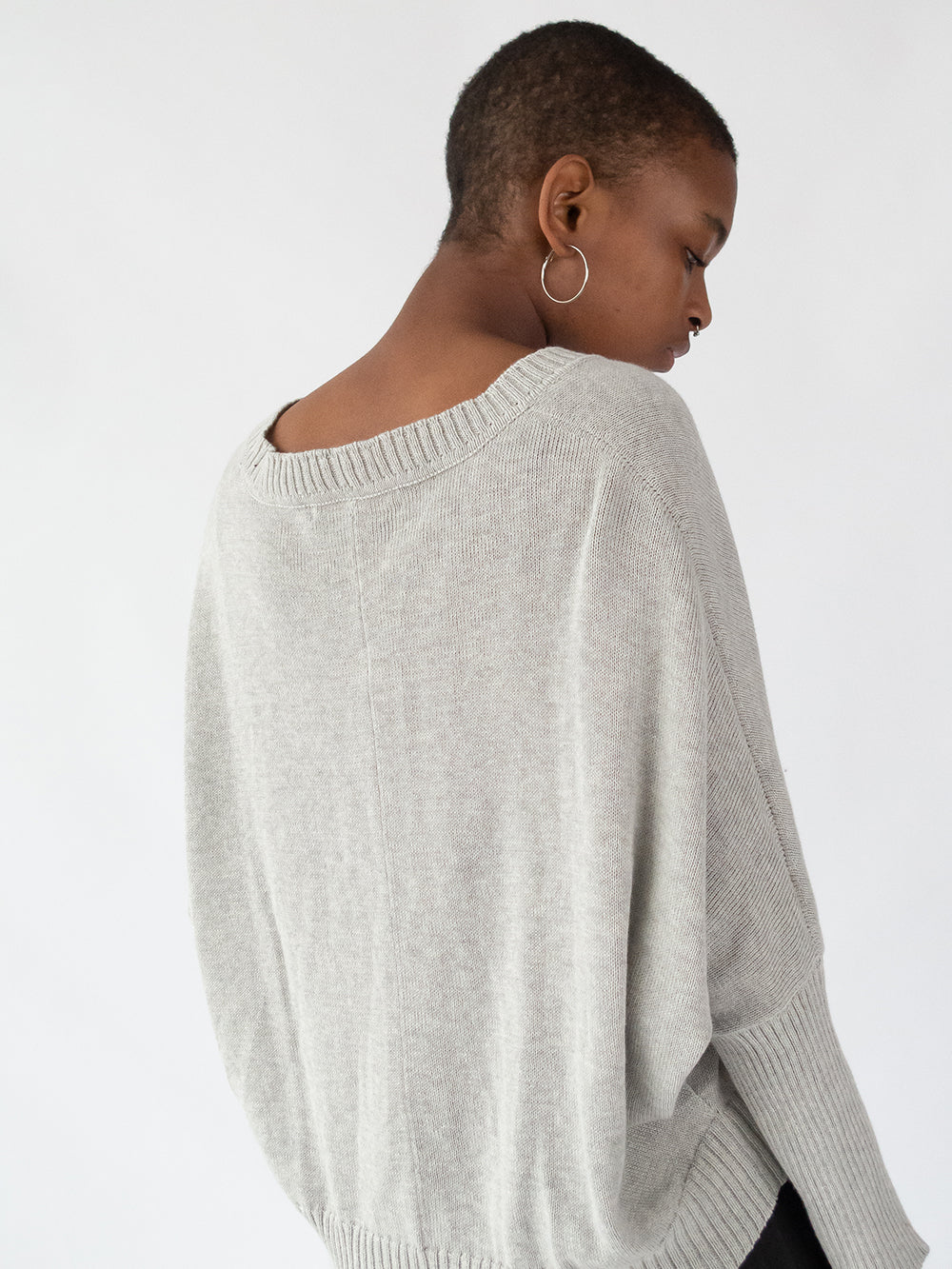 Pima Cotton Box Cardigan in Light Grey