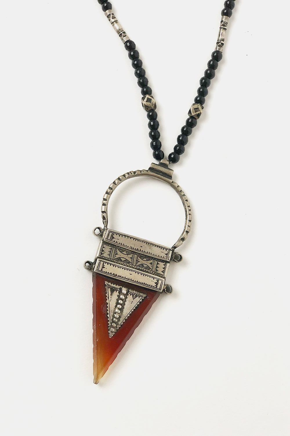 Vintage Black Glass and Carnelian Necklace