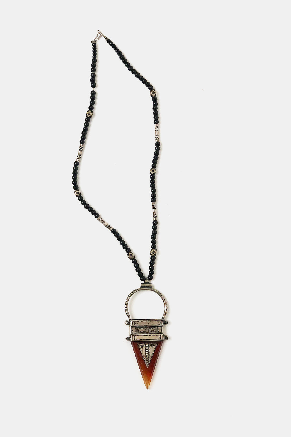 Vintage Black Glass and Carnelian Necklace