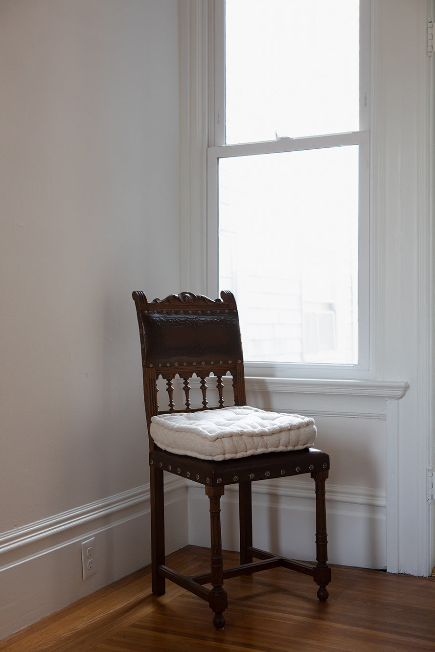 Khadi Cotton Hand Tufted Seat Cushion in Natural